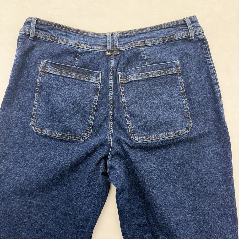 mango MNG Catherine Raw Hem High Waist Wide Leg Culotte Jeans Size 18 Dark Blue - Picture 5 of 15